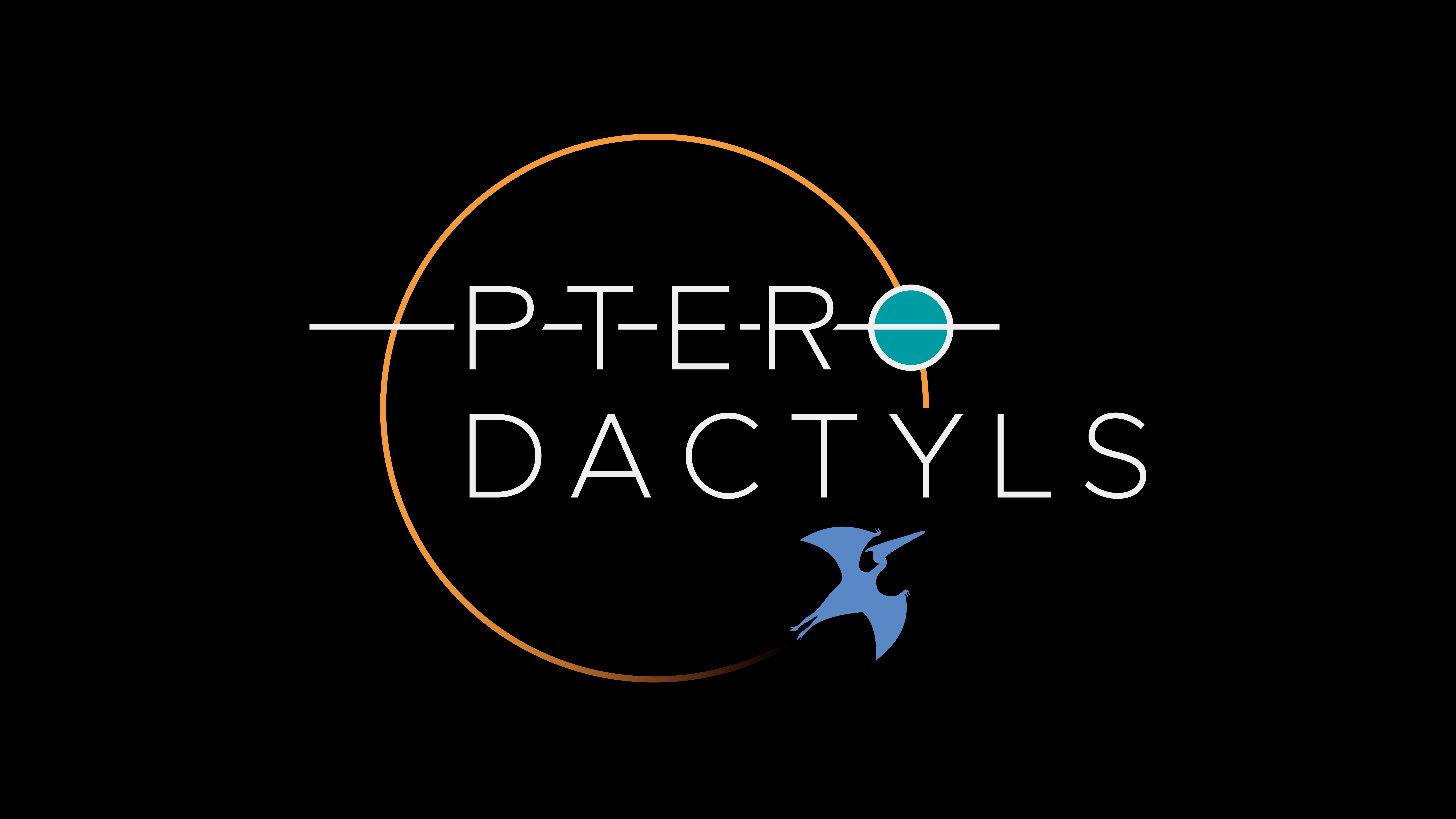 A cartoon planet and pterodactyl crossing in front of a star with the word `pterodactyls` overlayed.