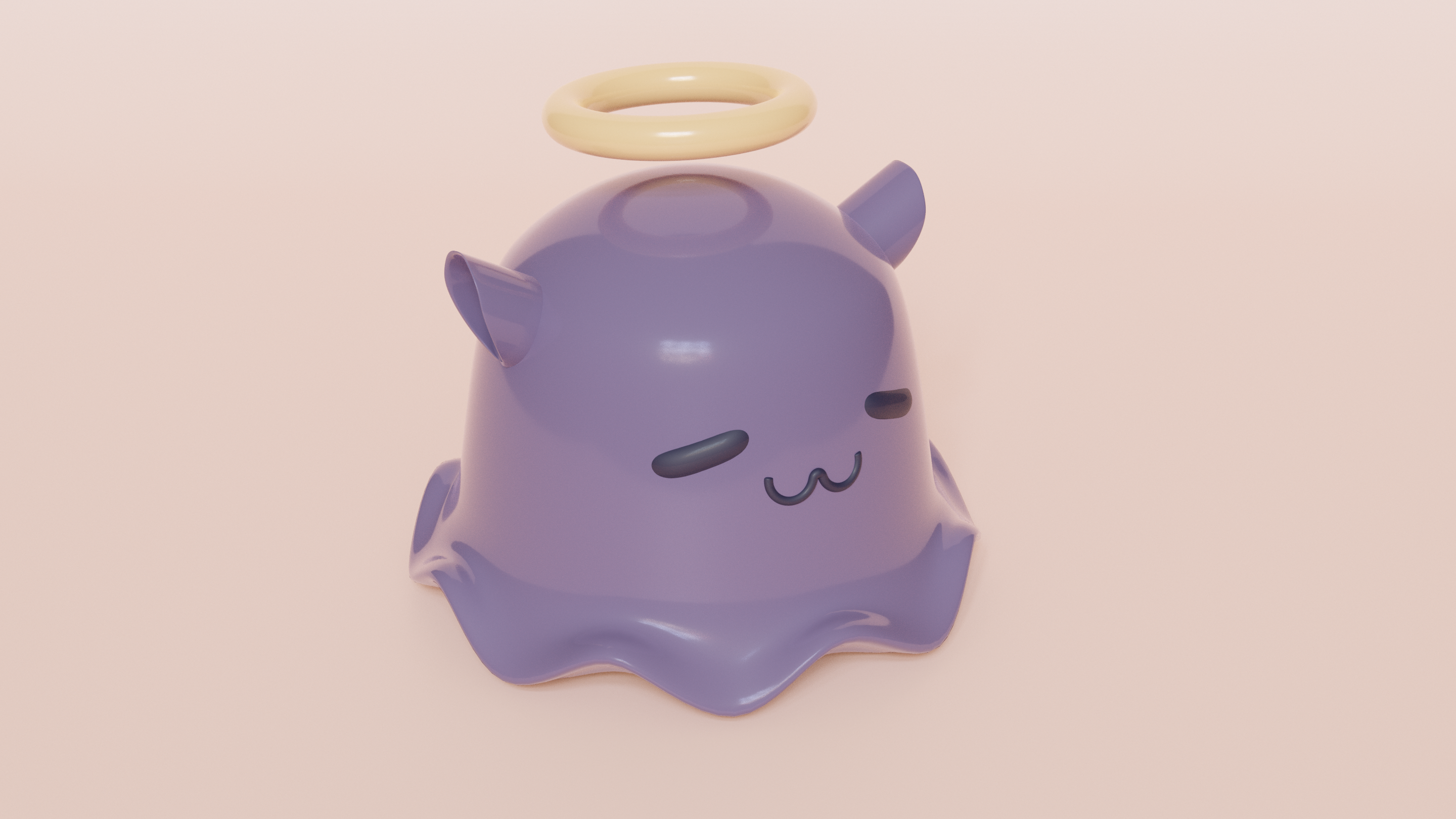 3D model of a purple octopus with a halo.